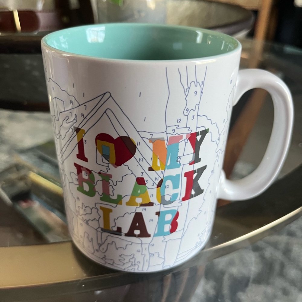 Fringe Studio White Mug with Multicolor 'I ♥ MY Black Lab' and Aqua Interior